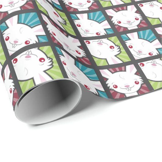 Cute Kawaii Vampire Bunny Rabbit Pattern Cadeaupapier (Rol Hoek)