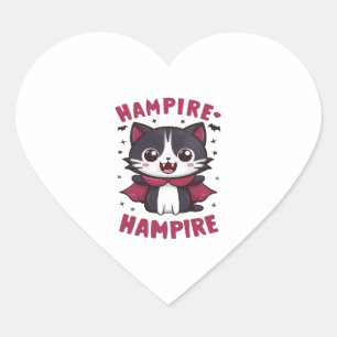 Cute Kawaii Vampire Cat Halloween Hart Sticker