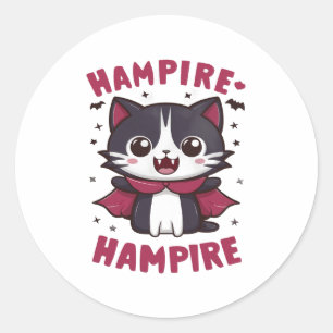 Cute Kawaii Vampire Cat Halloween Ronde Sticker