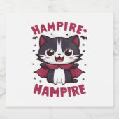 Cute Kawaii Vampire Cat Halloween Sparkling Wijnetiket (Enkel label)