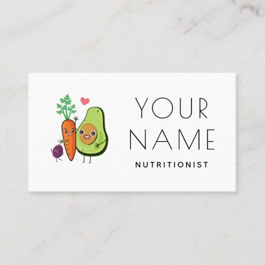 Cute Kawaii Vegetables Dietitian Nutritionist Food Visitekaartje (Voorkant)