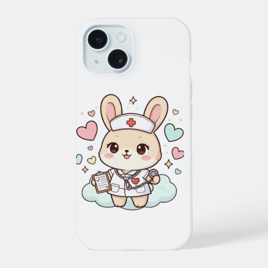 Cute Kawaii Verpleegster Konijn Hoestelcase iPhone 15 Case (Achterkant)