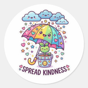 Cute Kawaii Verspreid Vriendelijkheid Paraplu Cute Ronde Sticker