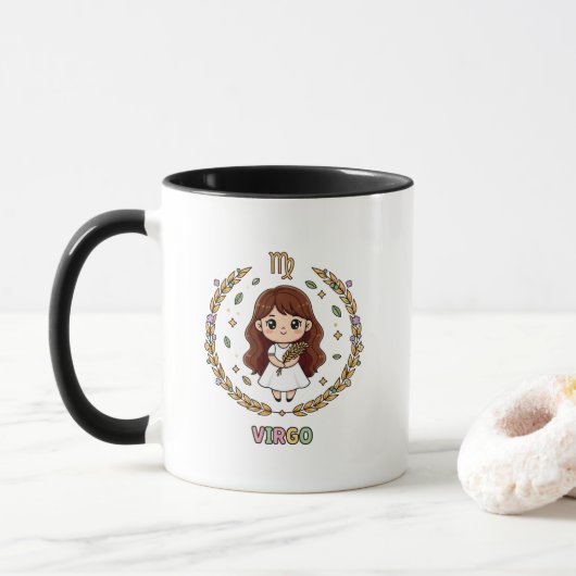 Cute Kawaii Virgo Zodiac Sign Mok (Met donut)