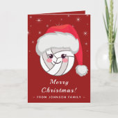 Cute Kawaii Volleybal Bal Santa Hoed Xmas Festief Kaart (Voorkant)