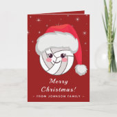Cute Kawaii Volleybal Santa Hoed Kerst Mis Feestel Kaart (Voorkant)