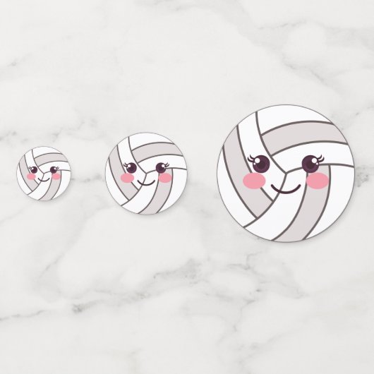 Cute Kawaii Volleyball Ball Emoji Birthday Party Confetti (Achterkanten)