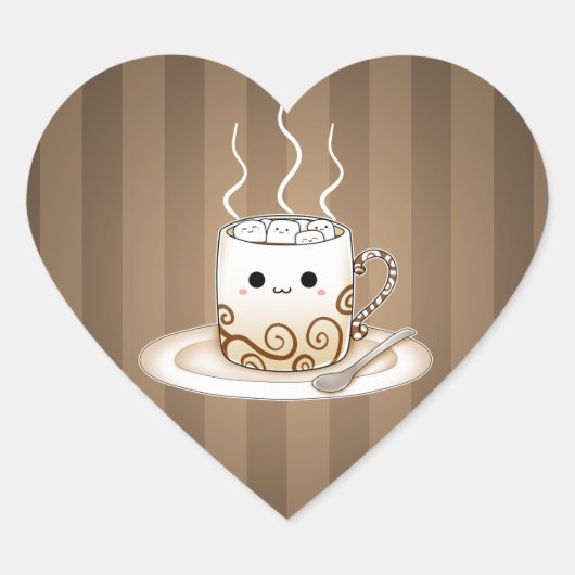 Cute kawaii warme cacao drink hart sticker (Voorkant)