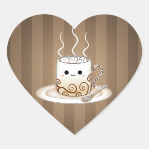 Cute kawaii warme cacao drink hart sticker