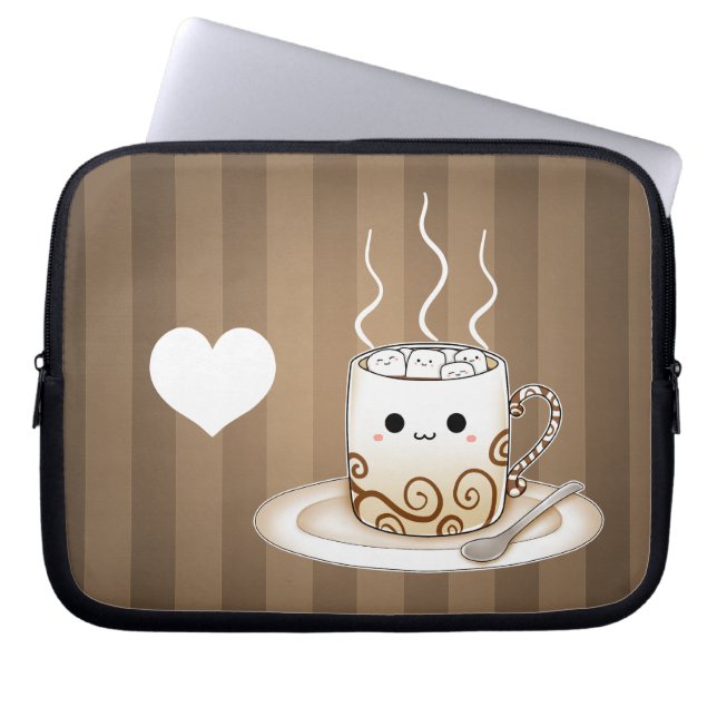 Cute kawaii warme cacao drink laptop sleeve (Voorkant)