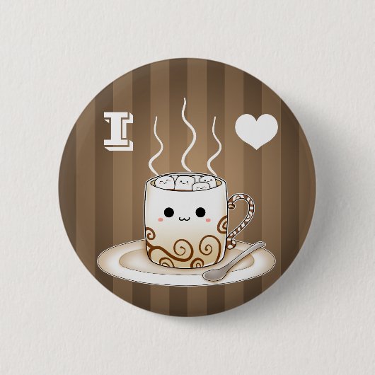 Cute kawaii warme cacao drink ronde button 5,7 cm (Voorkant)