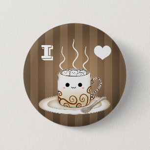 Cute kawaii warme cacao drink ronde button 5,7 cm