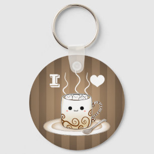 Cute kawaii warme cacao drink sleutelhanger