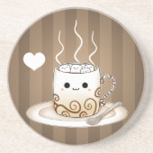 Cute kawaii warme cacao drink zandsteen onderzetter (Voorkant)