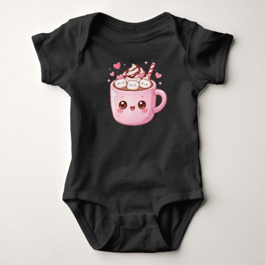 Cute Kawaii Warme Chocolade Mok met Marshmallows Romper (Voorkant)