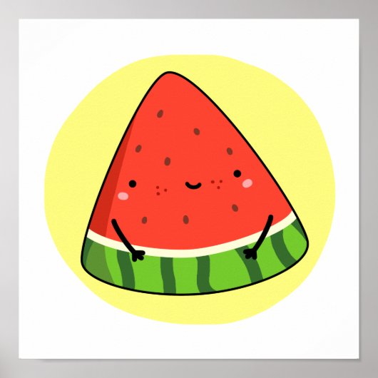 Cute Kawaii Watermelon Slice Poster (Voorkant)