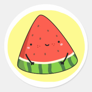 Cute Kawaii Watermelon Slice Ronde Sticker