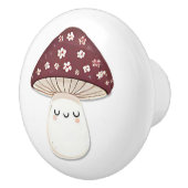 Cute Kawaii Whimsical Brown Mushroom Keramische Knop (Rechts)