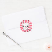 Cute kawaii White Cat Custom Roze Ronde Sticker (Envelop)