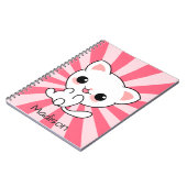 Cute kawaii White Cat Personated Pink Notitieboek (Linkerzijde)