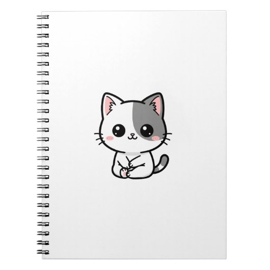 Cute Kawaii White Gray Kitten Notitieboek (Voorkant)