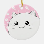 Cute Kawaii white kitty cat Keramisch Ornament (Voorkant)