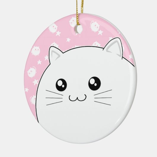 Cute Kawaii white kitty cat Keramisch Ornament (Links)