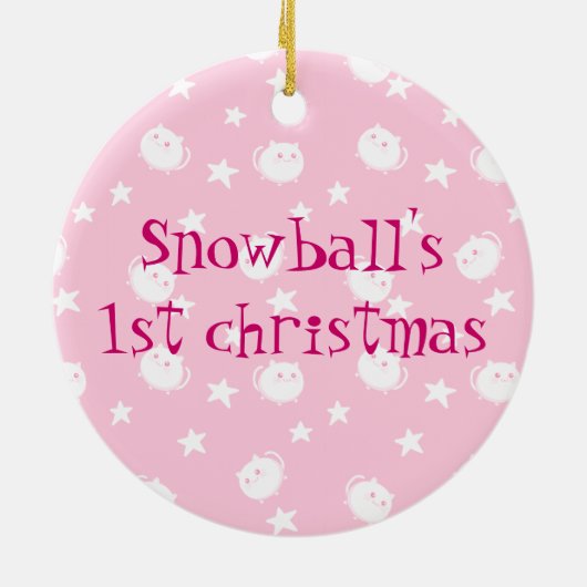 Cute Kawaii white kitty cat Keramisch Ornament (Achterkant)