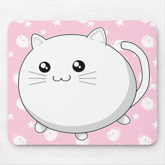 Cute Kawaii white kitty cat Muismat (Voorkant)