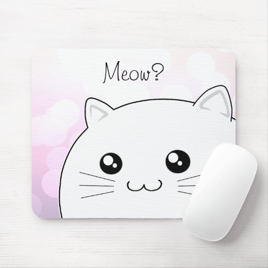 Cute kawaii white kitty cat muismat (Met muis)