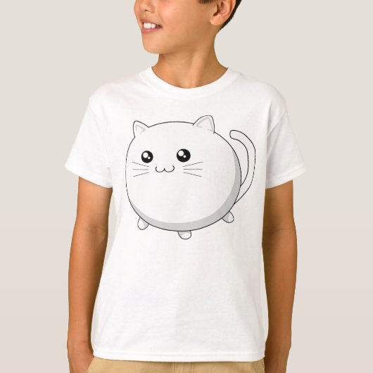 Cute kawaii white kitty cat t-shirt (Voorkant)