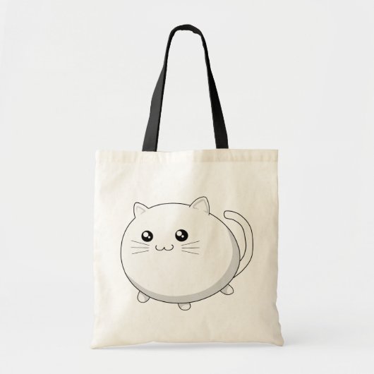 Cute kawaii white kitty cat tote bag (Voorkant)