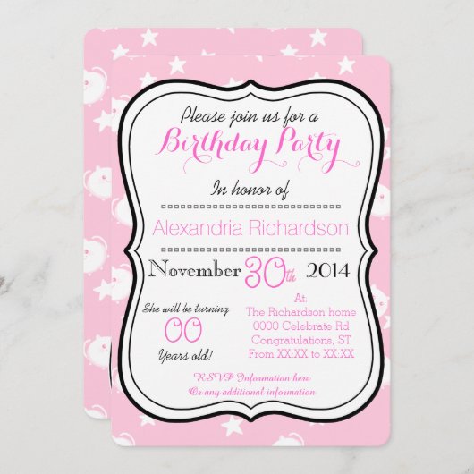 Cute Kawaii White kitty-katteverjaarfeest Kaart (Voorkant / Achterkant)