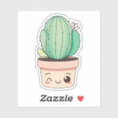 Cute Kawaii Wink Plant Cactus Sticker (Vel)
