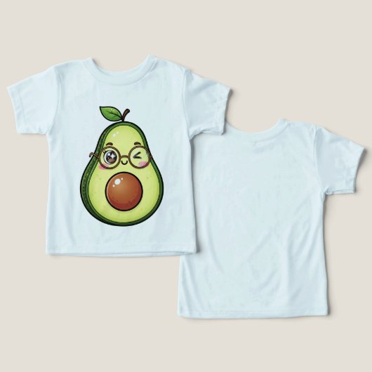 Cute Kawaii Winking Avocado with Glasses (Ontwerp Voorkant & Achterkant)