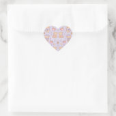 Cute Kawaii Winter Teddy Bear Pattern | Purple Hart Sticker (Tas)