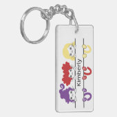 Cute Kawaii Witch Sisters Cats Name Monogram Sleutelhanger (Voorkant Links)