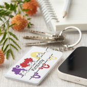 Cute Kawaii Witch Sisters Cats Name Monogram Sleutelhanger (Voorkant Rechts)