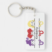 Cute Kawaii Witch Sisters Cats Name Monogram Sleutelhanger (Voorkant)