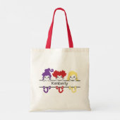 Cute Kawaii Witch Sisters Cats Name Monogram Tote Bag (Achterkant)