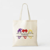 Cute Kawaii Witch Sisters Cats Name Monogram Tote Bag (Achterkant)