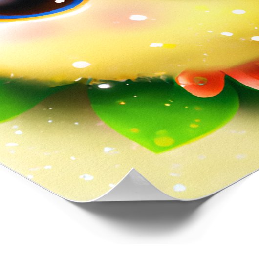 Cute Kawaii Yellow Baby Chick Poster (Hoek)