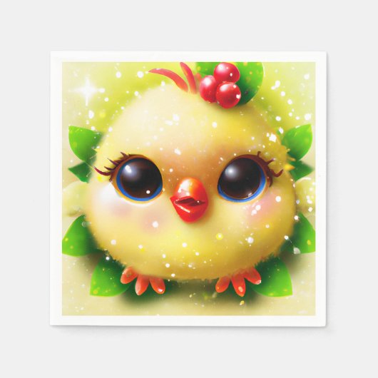 Cute Kawaii Yellow Baby Chick Servet (Voorkant)