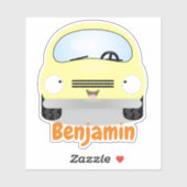Cute kawaii yellow car cartoon illustration sticker (Vel)