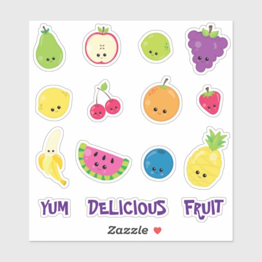 Cute Kawaii Yum Delicious Fruit Sticker (Vel)