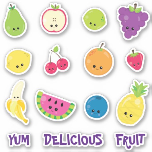 Cute Kawaii Yum Delicious Fruit Sticker (Voorkant)