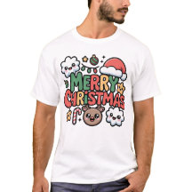 Cute Kawaii Zalig Kerstfeest Vakantie Cartoon T-Sh