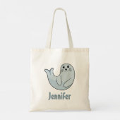 Cute kawaii-zeehond emoji style tote bag (Achterkant)