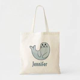 Cute kawaii-zeehond emoji style tote bag