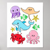 Cute Kawaii Zeeleven Collage Kinderkamer Kunst Poster (Voorkant)